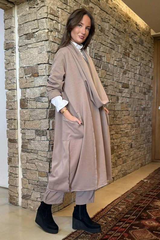 Sola Smart Tech Cowl Cocoon Dress Mocha